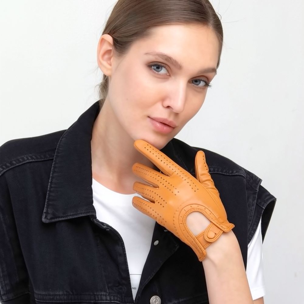 Cycling Commute Essentials - Stilvolle Damen-Lederhandschuhe aus dünnem Lammleder mit