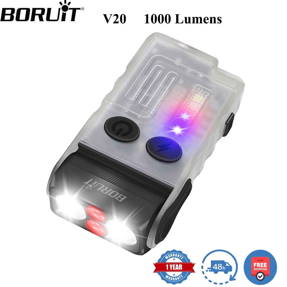 Cycling To Work - BORUiT V20 Fluoreszenz-Buzzer EDC LED-Schlüsselanhänger-Taschenlampe mit