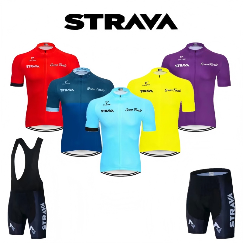 Cycling Commuter Trousers - Strava Fahrradtrikot-Set Sommer Radsport T-Shirt Trägerhosen-Set